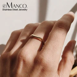 eManco Simple Stainless Steel Ring Women's Boutique Jewelry Gold-plated Accessories Gifts Wholesale