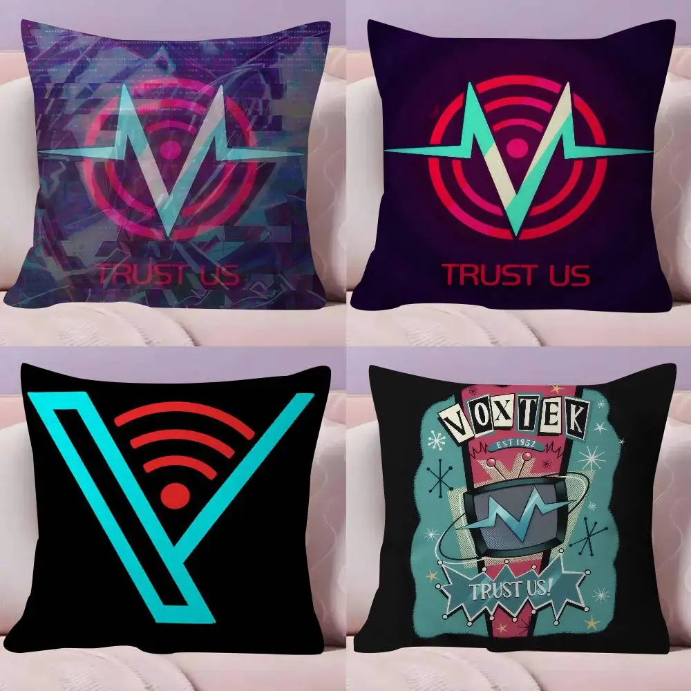Anime VOX Trust Us H-HazbinS Kissen, Geschenk, Heimbüro-Dekoration, Schlafzimmer, Sofa, Auto, Kissenbezug, 45 x 45 cm