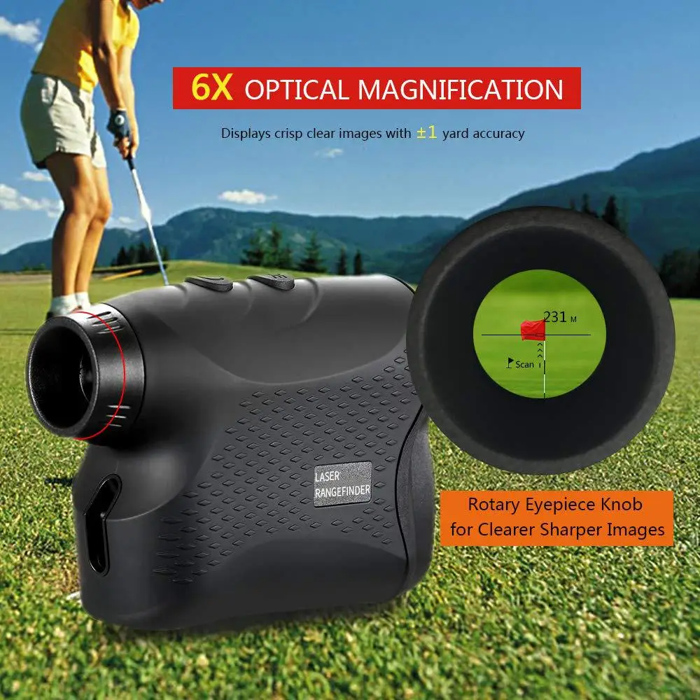 Handheld 6X Golf Rangefinder Telescope Measuring Instrument Multifunctional Portable Laser Altimeter for Golf Sport Hunting