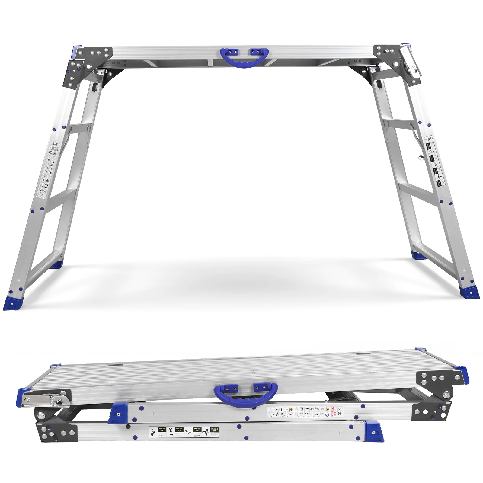 アルミ製作業台 超ワイド大型ステップスツール 折りたたみ式ポータブル作業台 アルミ製ステップスツール 折りたたみ式はしご キャンプ用