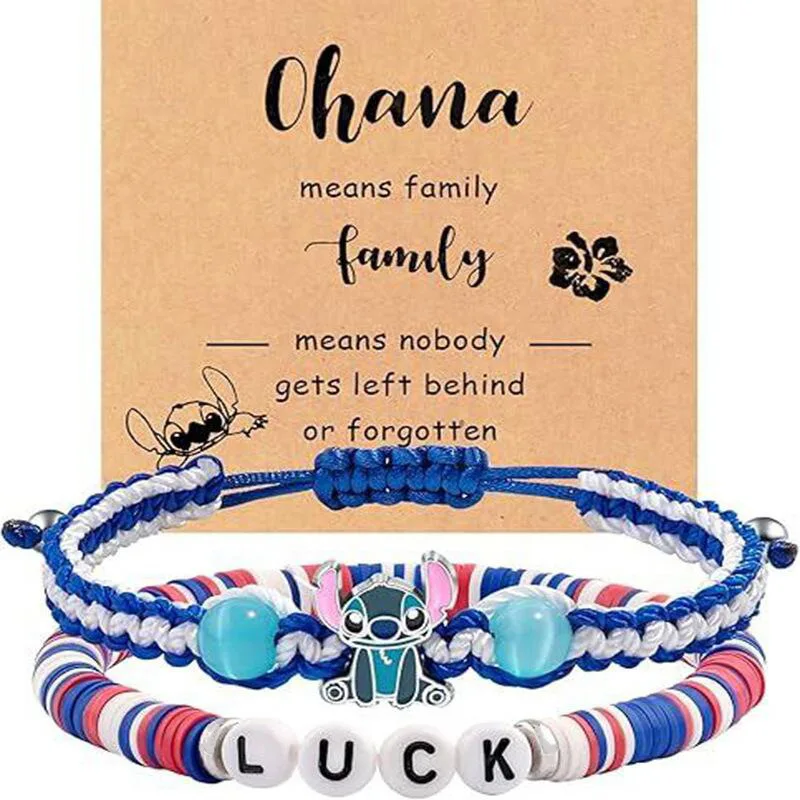 

New Disney Cartoon Stitch Girls Bracelet Lilo & Stitch Anime Braided Bracelet Jewelry Women's Children Christmas Gift Stich