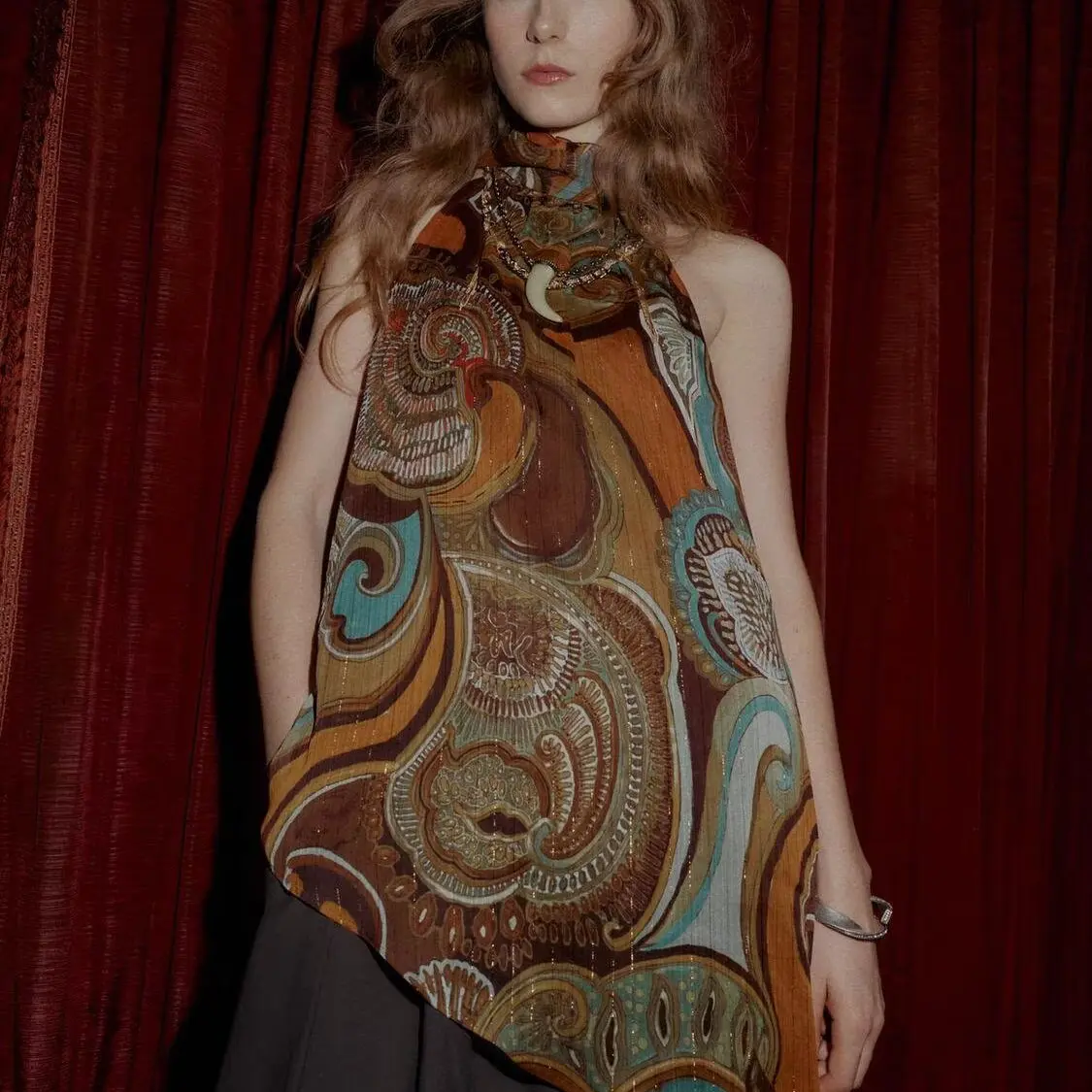 Faionable مطبوعة المعادن Tead غير المتماثلة تي شيرت المرأة ZR Sle جديد وصول الخريف الشتاء الجلد ودية تنفس #2