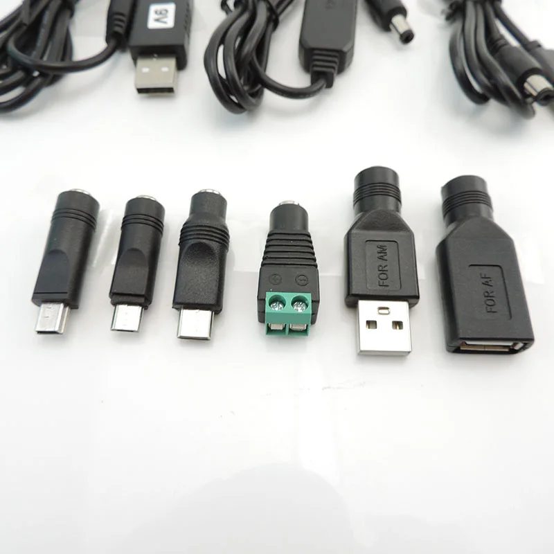 USB 5V to DC 5v 9v 12v 12.6V 8.4v usb mini 5pin type c MALE power boost line Step UP Module connector Converter Adapter Cabl p1