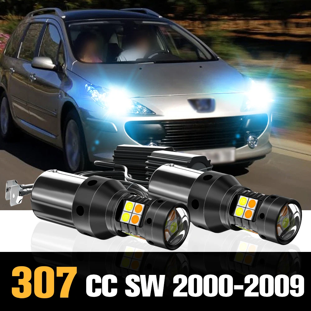 

2pcs Canbus LED Dual Mode Turn Signal+Daytime Running Light DRL Accessories For Peugeot 307 CC SW 2000-2009 2003 2004 2005 2006