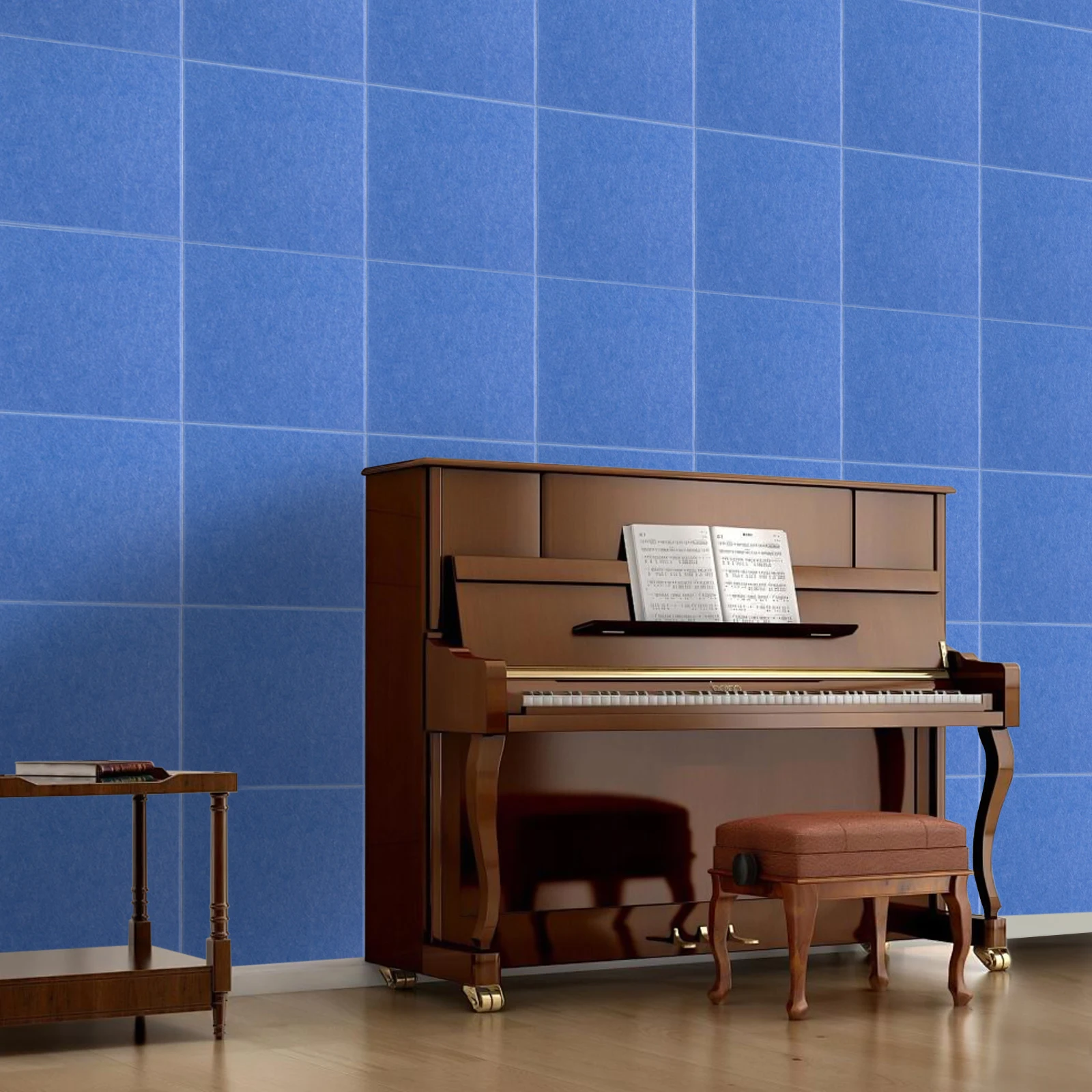 18 sztuk niebieskich, 9mm, poliestrowych, dźwiękochłonnych płyt, samoprzylepne panele akustyczne do dekoracji ścian.