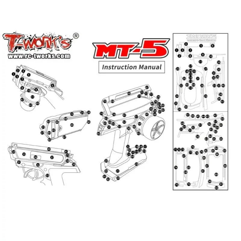 Adesivo skin radio 3D originale T Works TS-068 in fibra di carbonio (per Sanwa MT-5) Strumento RC a 6 colori
