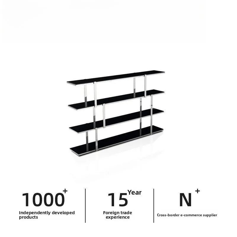 Simple stainless steel floor-to-ceiling display rack, glass clothing store shelf, light luxury wine cabinet