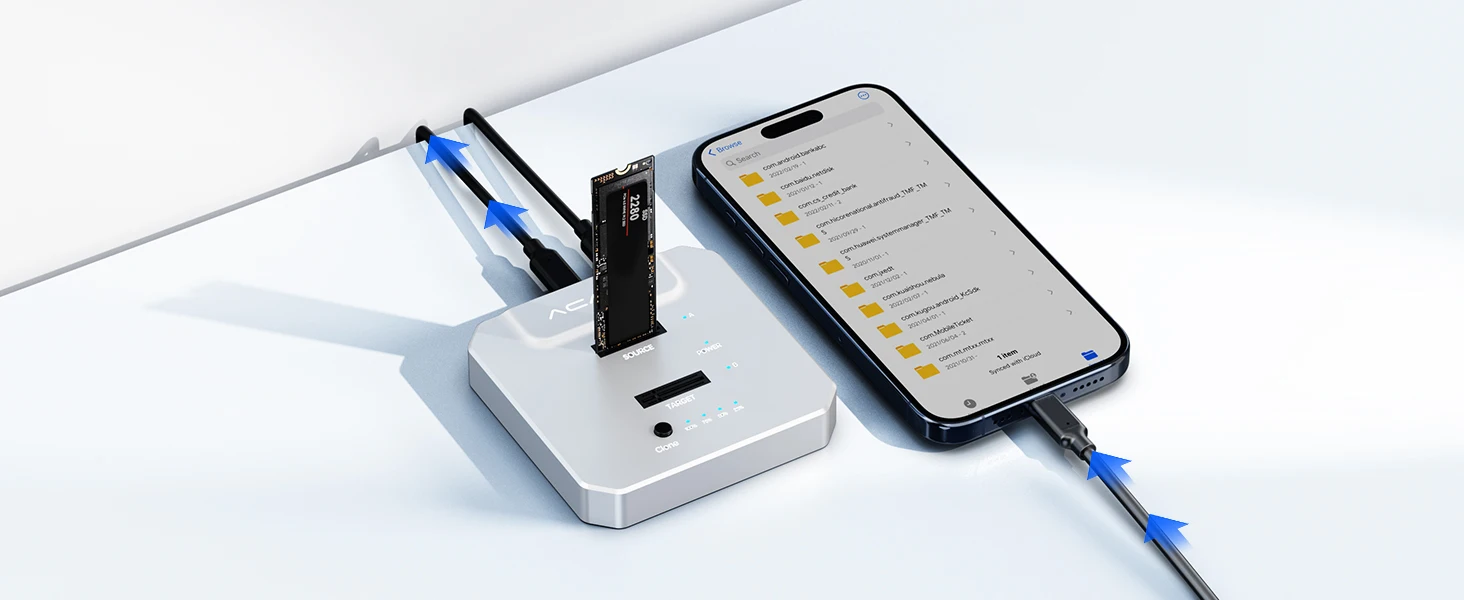 Acasis 20Gbps Dual-Bay M.2 NVME SSD-Gehäuse SSD-Duplikator Offline-Klon USB 3.2 Typ-C Gen2 zu NVMe Dockingstation für PC – Detail 8