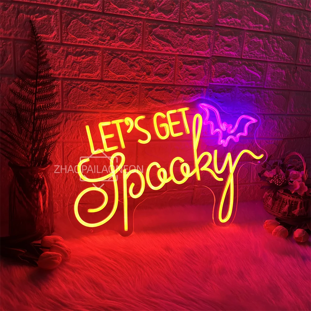 Halloween Neon Sign Wall Party Decor Let's get spooky Neon Led Lights For Outdoor Garden And Indoor Decorations Neon Sign Gift