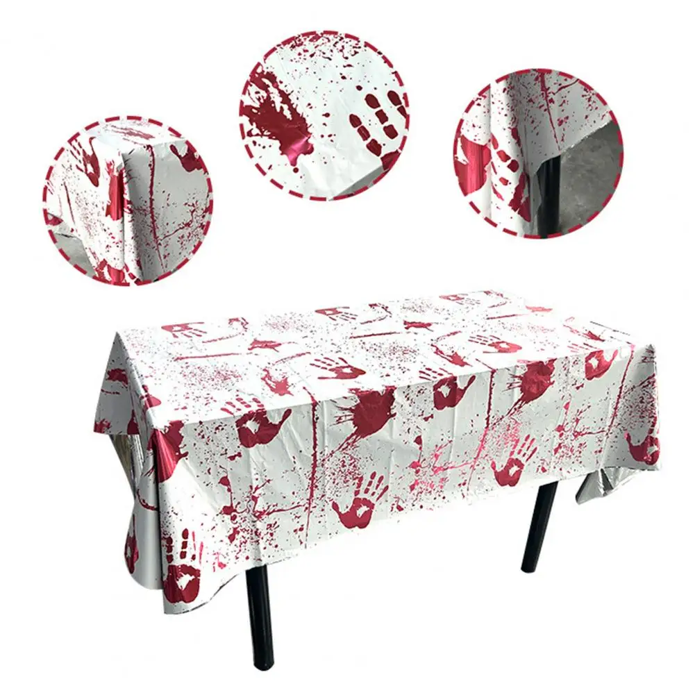 Halloween Tablecloth Disposable Plastic Waterproof Dining Table Cover Pumpkin Blood Hand Pattern Tablecloth Party Decoration