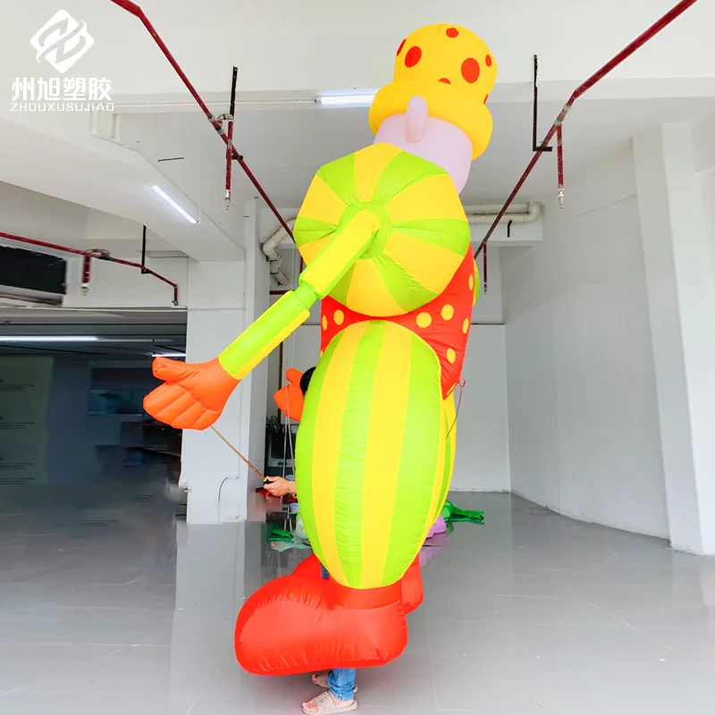 Inflatable walking clown air model figure, cartoon giant costume, customized parade and bar performance props