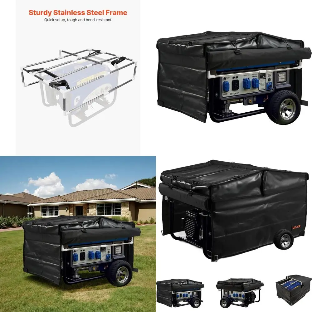 

Водонепроницаемый универсальный чехол для генератора, 34x26x21 дюймов, подходит для генераторов мощностью 3500-12000 Вт, плотная ткань 420D, черный цвет.