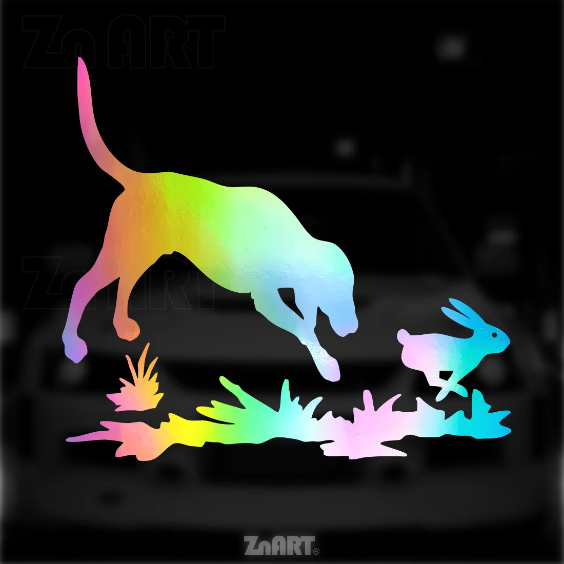 

Creative Dog Chasing Rabbit Silhouette Car Stickers And Decals For Rearview Mirror Car Body Window Auto Decoration