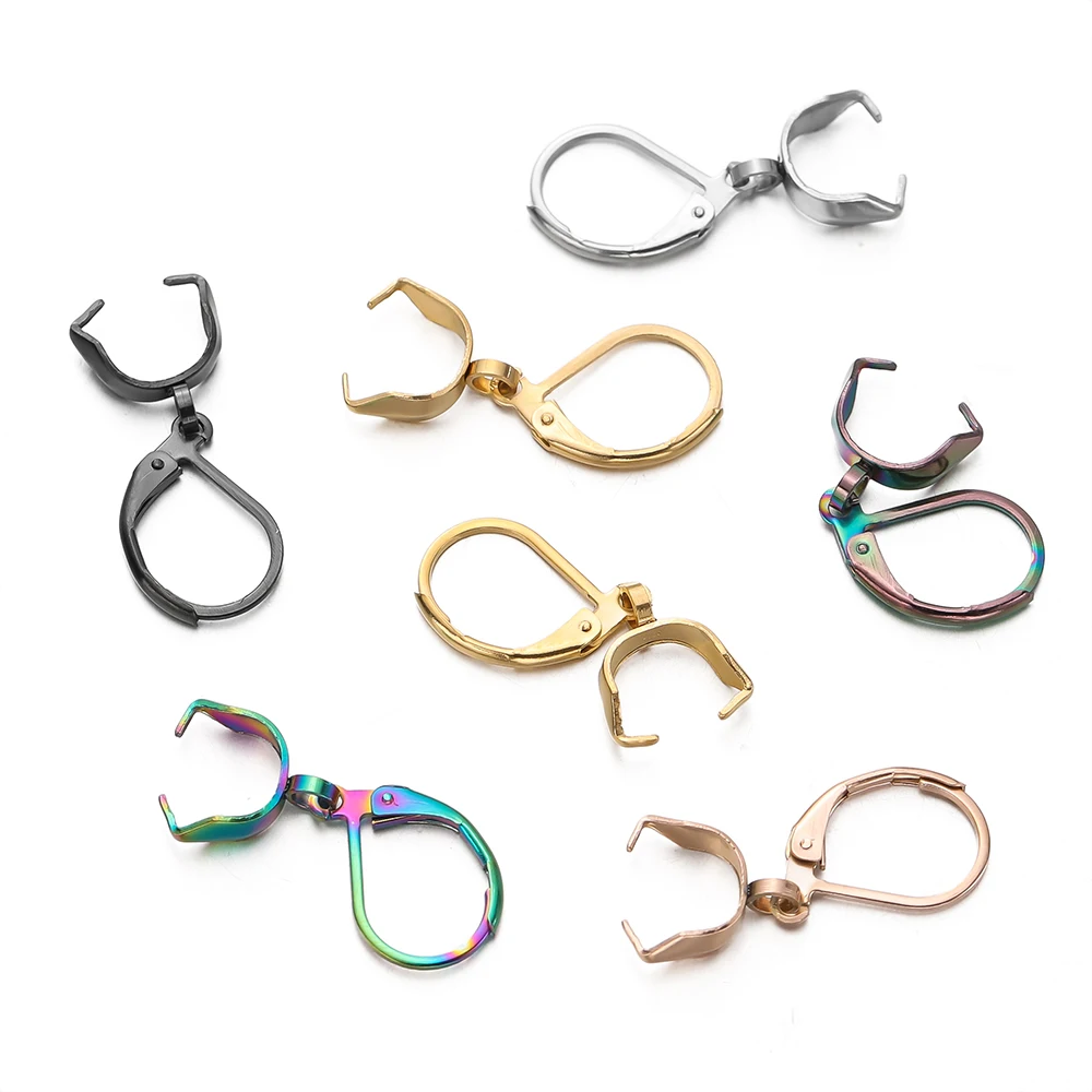 

10pcs/Lot Rainbow Ear Hooks For French Earrings Ear Piercing Hoop Stainless Steel DIY Jewelry Making Findings Components