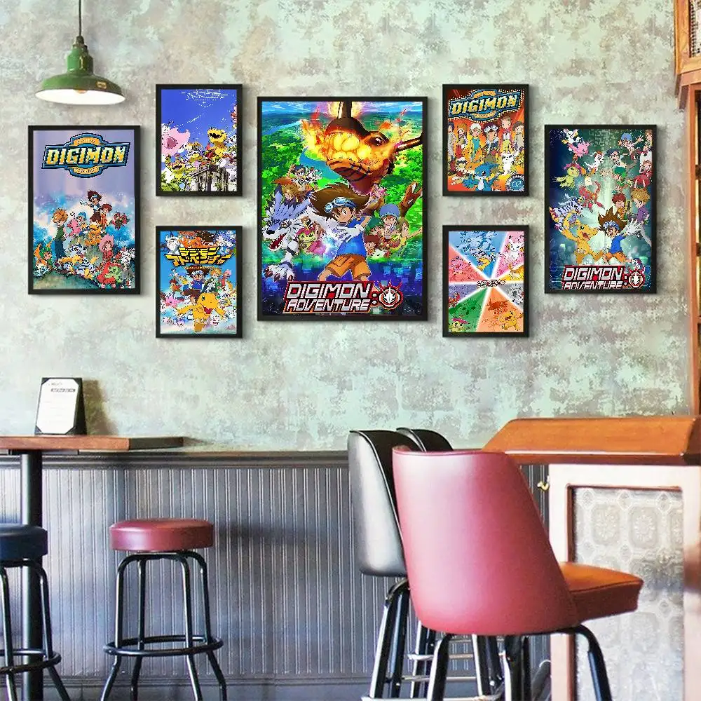 D-Digimon Digital Monsters DIY cartel adhesivo Vintage habitación Bar cafetería decoración del hogar