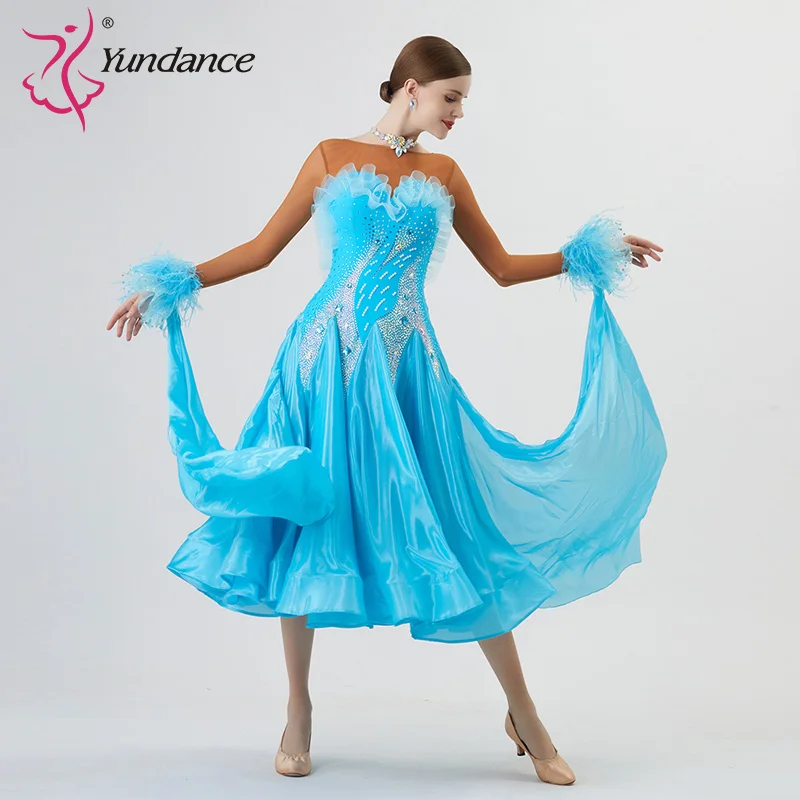 

B-22206 Новое международное стандартное платье для бальных танцев на заказ, высококачественные жемчужные шелковые платья для бальных танцев на продажу