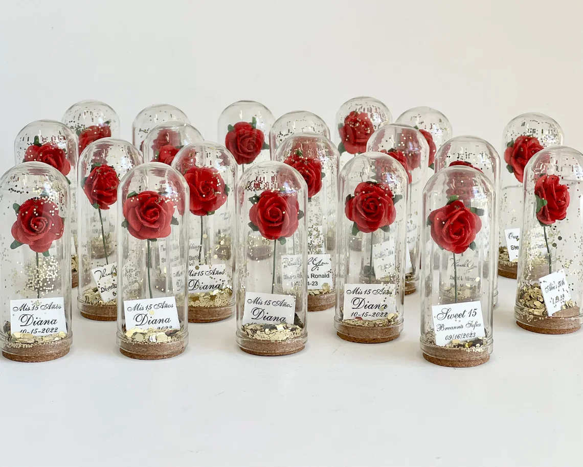 Bulk Rose Dome Favors for Guests, Wedding Favors Gift , Personalized Party Gifts, Beauty and the Beast Custom Favors, Bacheloret