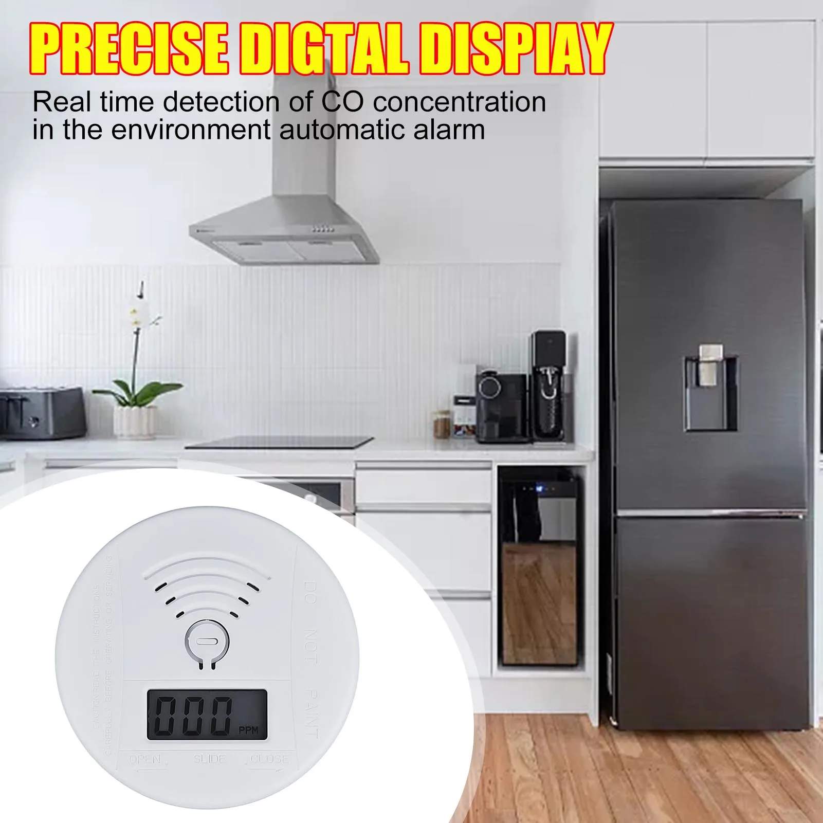 Mini CO Sensor Carbon Monoxide Alarm Detector Battery Powered With LED Digital Display Sound Warning Suitable For Home Kitchen