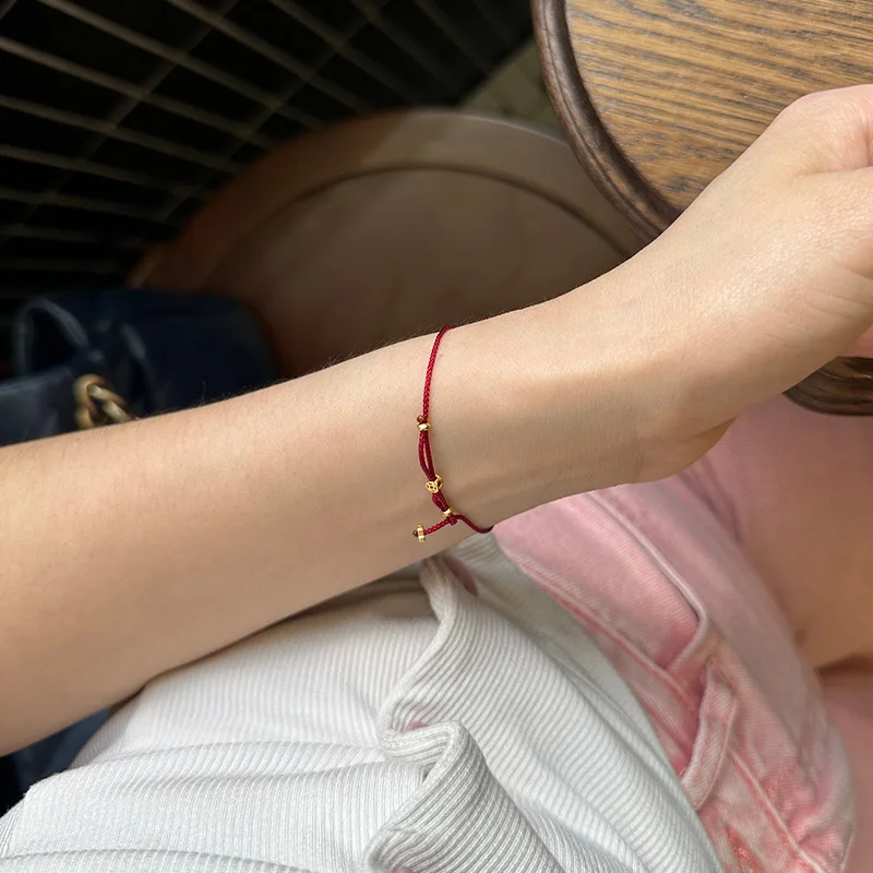 Adjustable 22cm 925 Silver Rope Bracelets Women Flower Ancient Coins Red Thread Line String Bracelets For Women Girls Gold