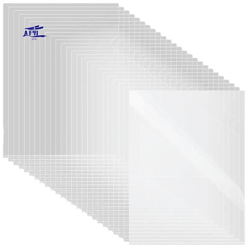 

AF91-60Pcs Plastic Clear File Folders L Shape Copy Security Project Folders Paper Sleeve Folders For A4 / Letter Size Paper