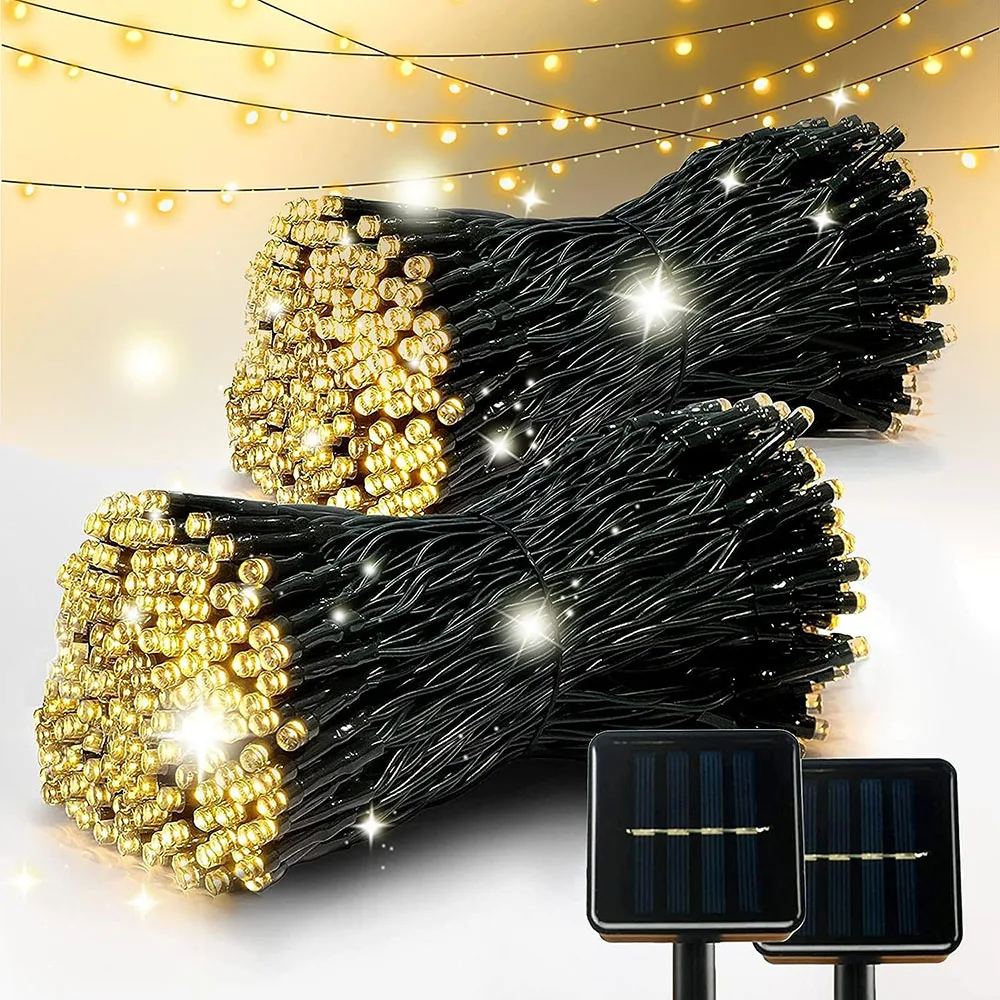 Solar String Lights 8 Modes Solar Powered Outdoor Lighting Waterproof Christmas Fairy Lights for Garden Wedding Lawn Party Decor