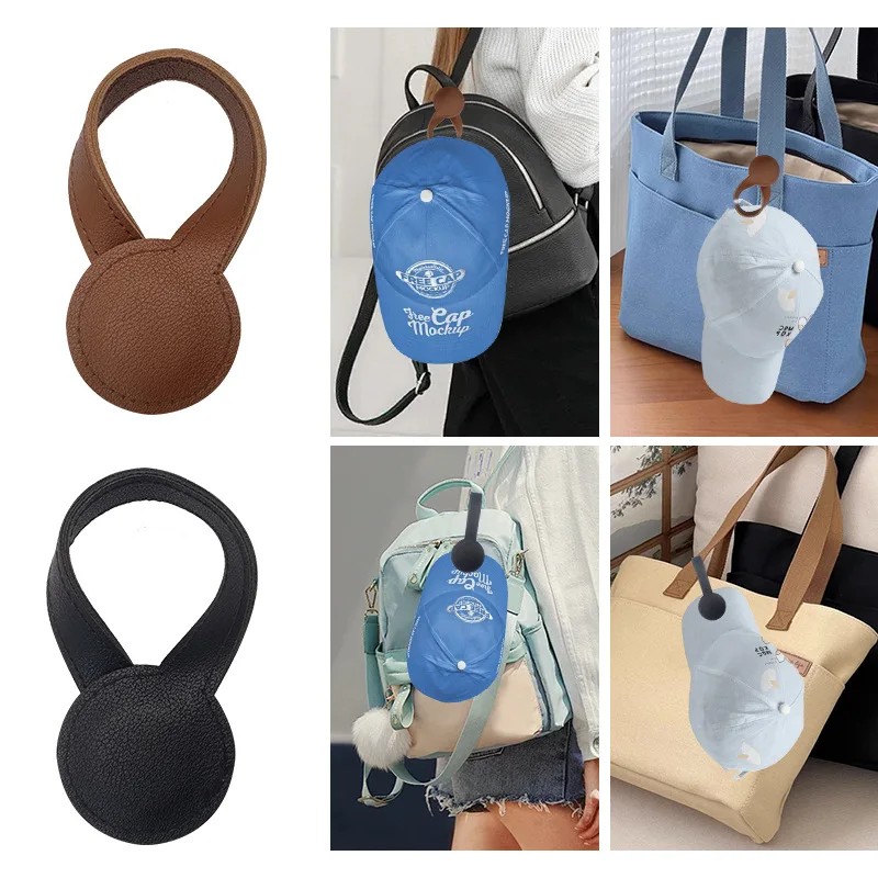 Multi-purpose Pu Leather Magnetic Hat Clip Strong Magnetic Round Organizer Clip Travel Bag Charms Luggage Accessories