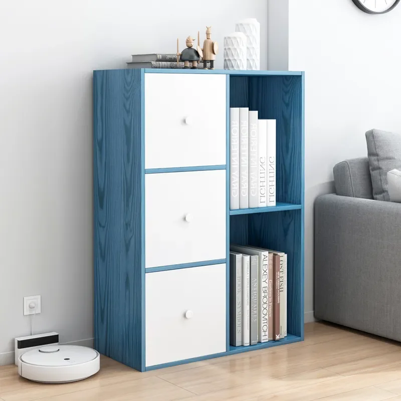 for Bay Window Cabinet Locker Bookcase Bookshelf Simple Modern Free Combination Lattice Cabinet Large Capacity Storage