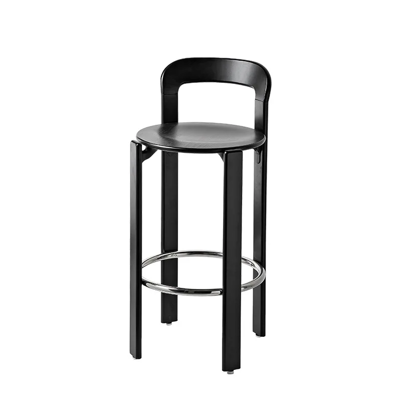 

Modern simple home bar chair Internet celebrity medieval high stool, Nordic light luxury, solid wood bar chair
