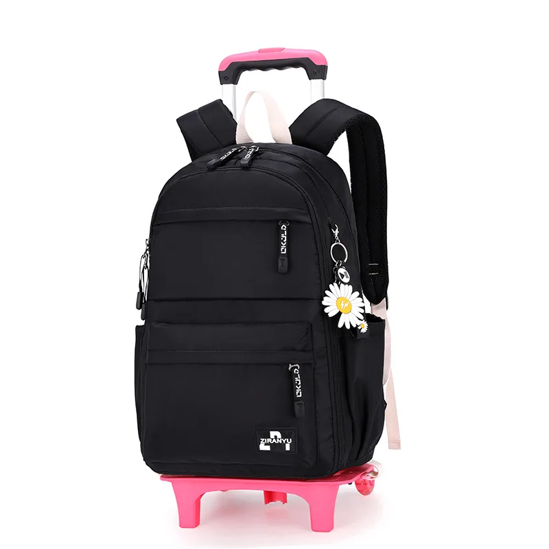 School Backpack Bag Set for Girls Trolley Bag with Wheels Student Rolling Backpack Multifunctional