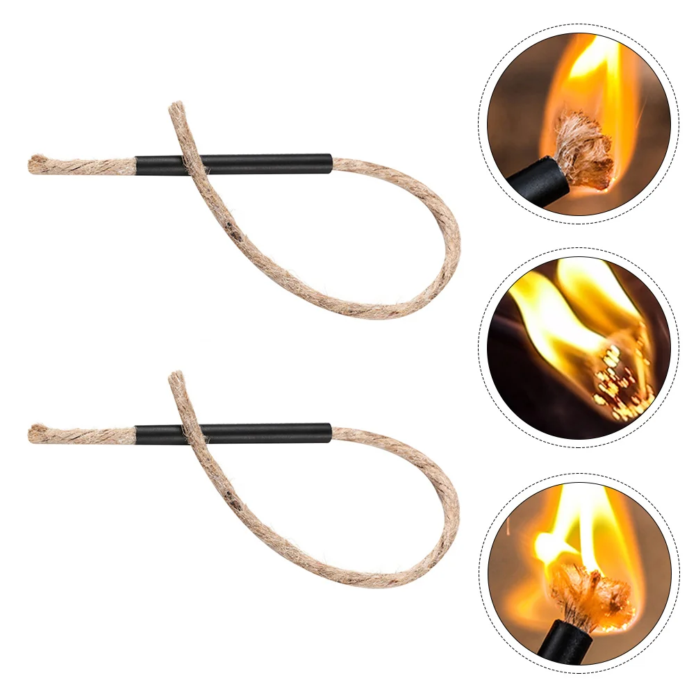 2 Pcs Fire Starter Rope Wick Starters Core Matchstick Outdoor Hiking Camping