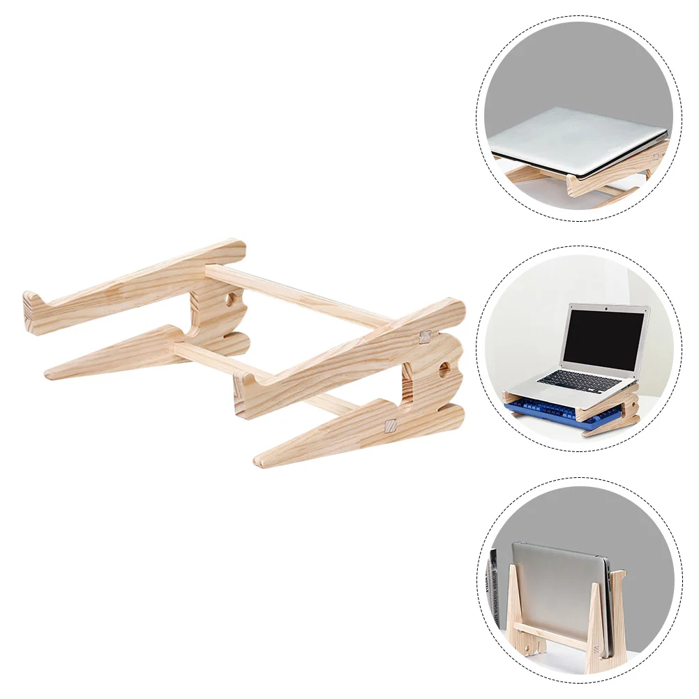 Laptop Stand Durable Computer Holder Cooling Rack Practical Wooden Computer-friendly Natural Appearance