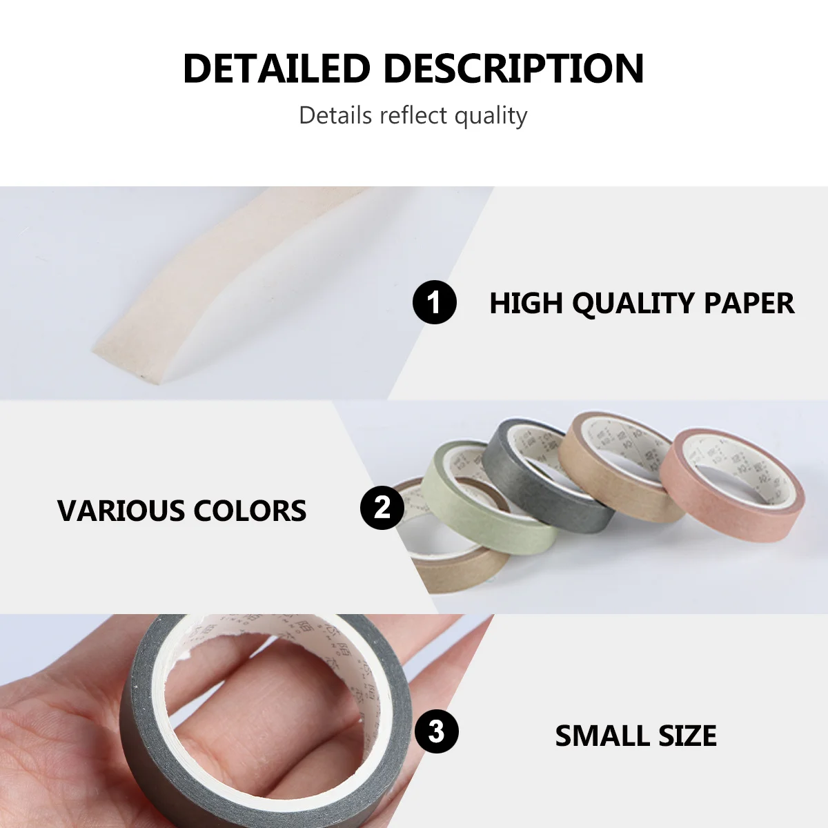 5 قطع من شريط اشي محمول صغير الحجم سهل الحمل للتخزين لاصق ملون للمجلات ديكور أثاث فني جداري