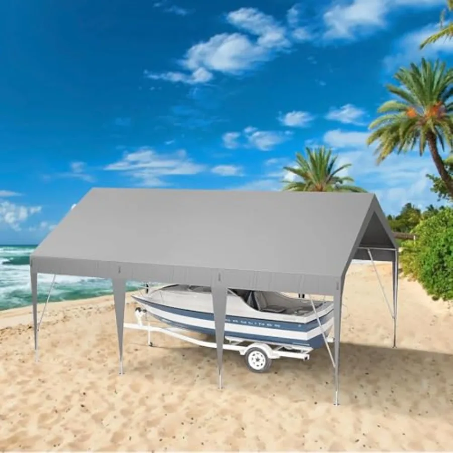 12x20 Feet Heavy Duty Carport with Frame, Upgraded Portable Car Canopy with Adjustable Height 9.3-10 Feet, Waterproof UV-Resist