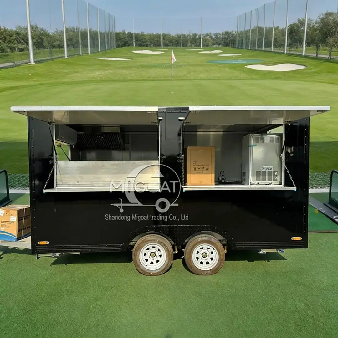 Portable Fast Food Cart with Refrigerator Commercial Catering Truck Mobile Street Food Vending Trailer for Business