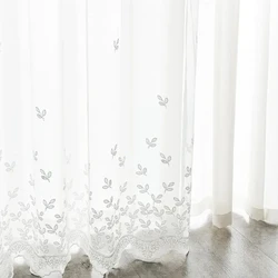 French Pastoral Flower Mesh Lace Embroidery Sheer Tulle Bedroom Curtains For Living Room Balcony Bay Window Volile Fabric Drapes