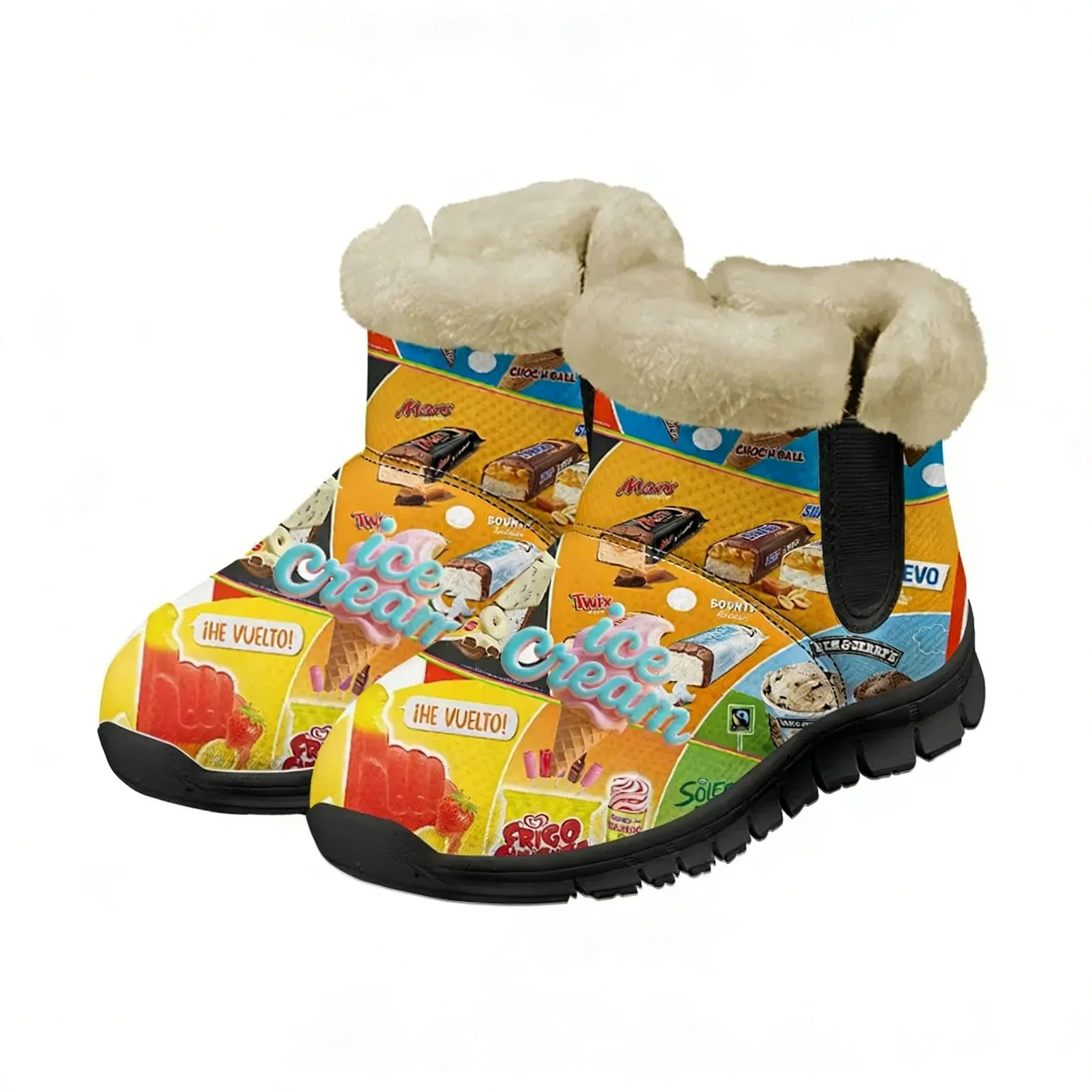 

Теплые зимние ботинки Ice Cream Snow Boot для мужчин, женщин и подростков, высококачественные повседневные легкие кроссовки для пар, спортивная обувь на заказ