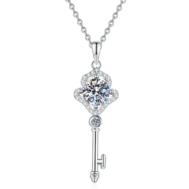 

XL573 Lefei Fashion Trendy Luxury Classic Moissanite CrownKey Necklace For Charms Women s925 Sterling Silver Party Jewelry Gifts