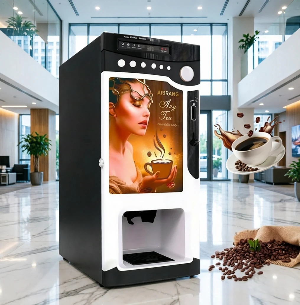 Vending Coffee Machine Multi Flavor Hot Instant Drink Coin QR Payment Desktop Dispenser For Office Hotel Convenience Store