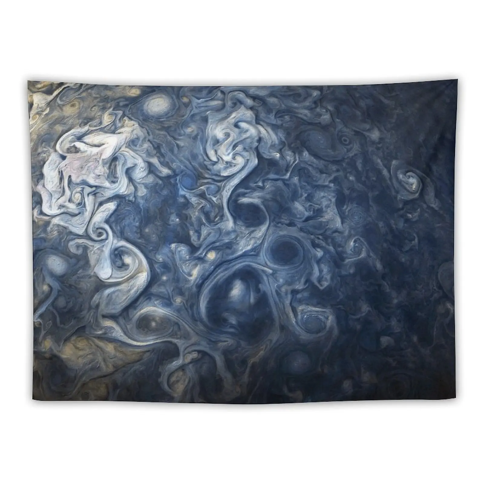 Swirling Blue Clouds of Planet Jupiter from Juno Cam Tapestry Decorative Wall Bedroom Decoration Tapestry