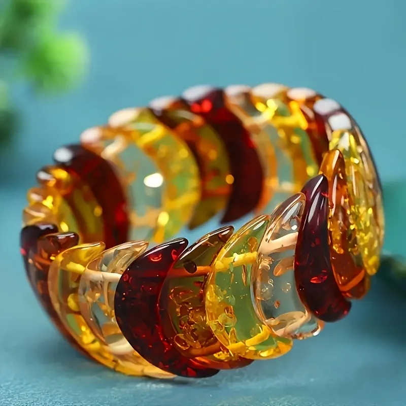 

Beeswax Amber Resin Bracelet, Elegant Accessories for Men and Women, Simple Daily Wear