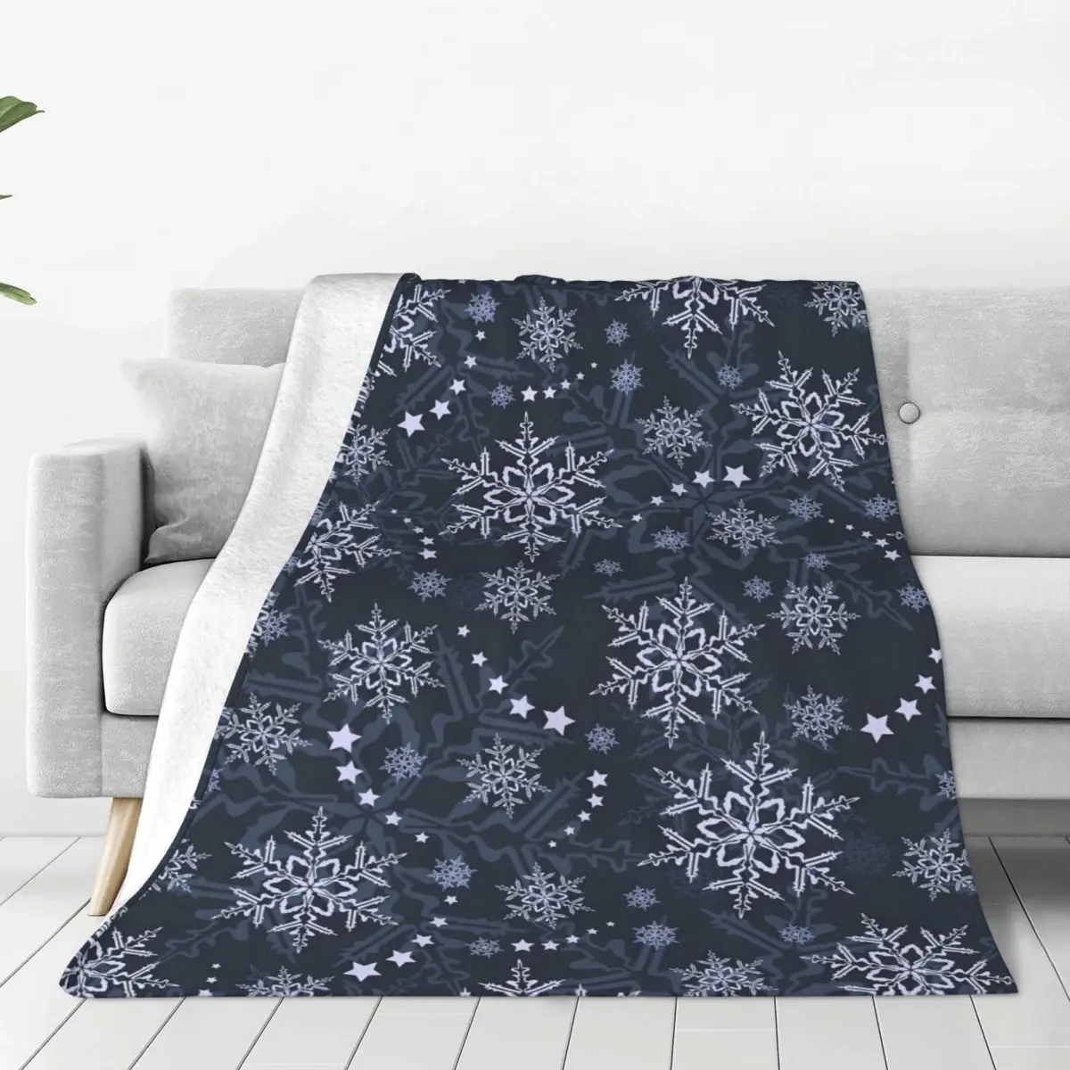 Custom Snowflake Blanket 3D Printed Soft Flannel Fleece Warm Happy Christmas Throw Blankets for Car Bed Sofa Bedspreads