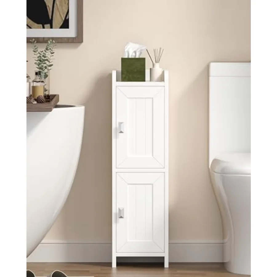 

Узкий шкафчик для ванной комнаты с 2 дверцами, 7,9'' (глубина) x 7,9'' (ширина), для хранения туалетной бумаги, органайзер для ванной комнаты для небольших помещений