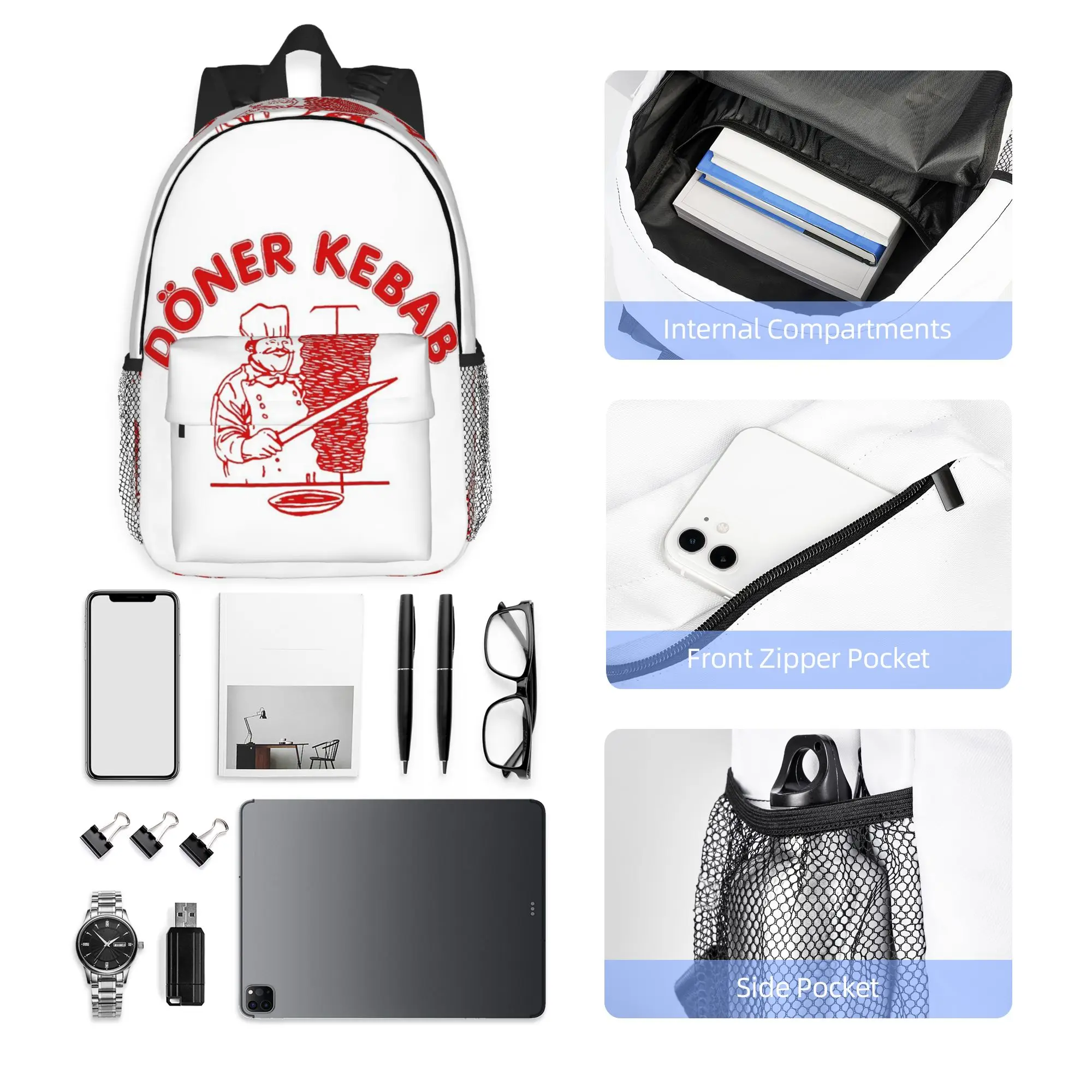 Doner Kebab Backpack Hot Sale Daypack Large Capacity Boys Girls BookBag Shoulder Bags for Men Women School Bag