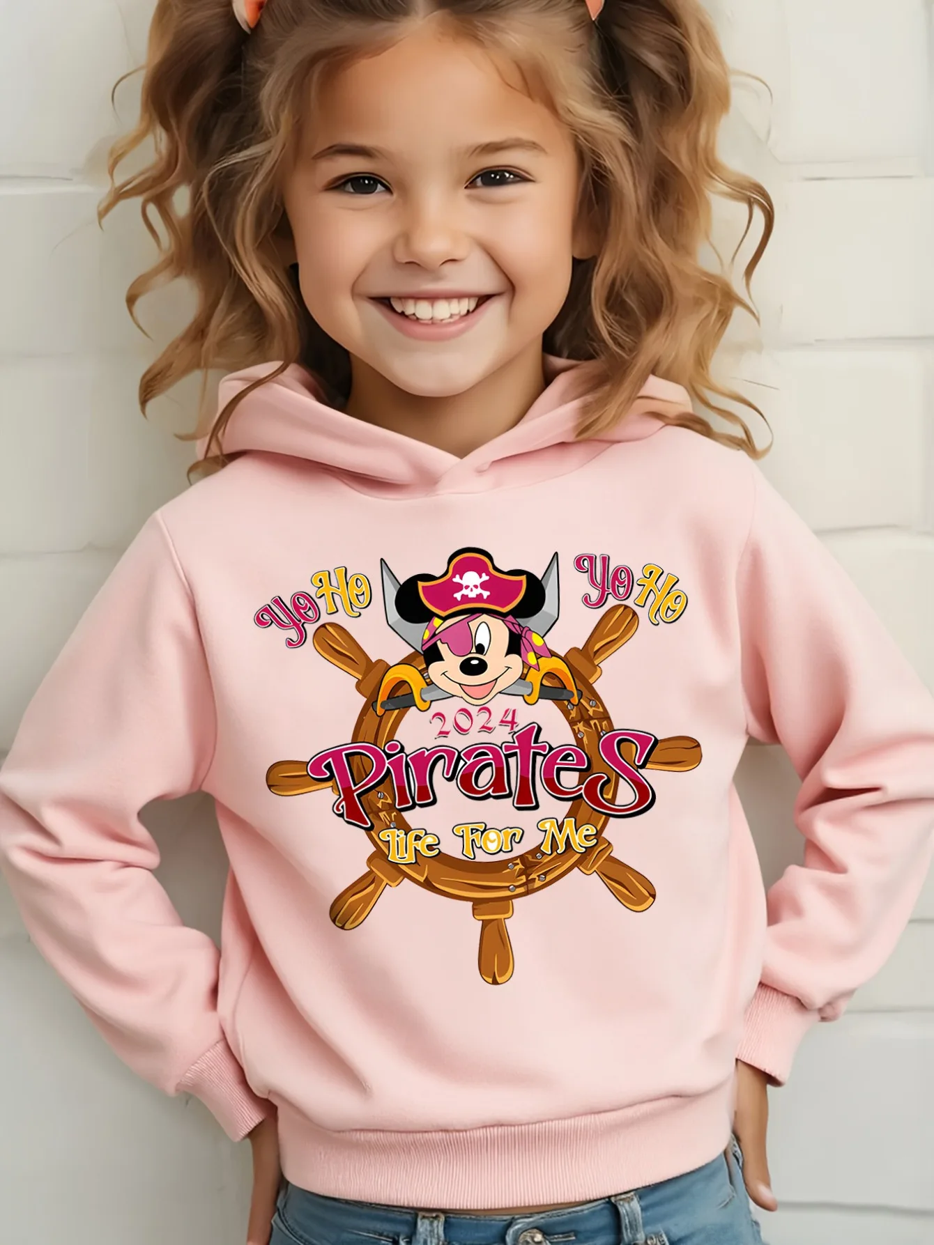 

Disney Mickey Mouse Pirate Adventure Theme Print Sweatshirt - Soft stretch hoodie with friendly character design, suitable for b