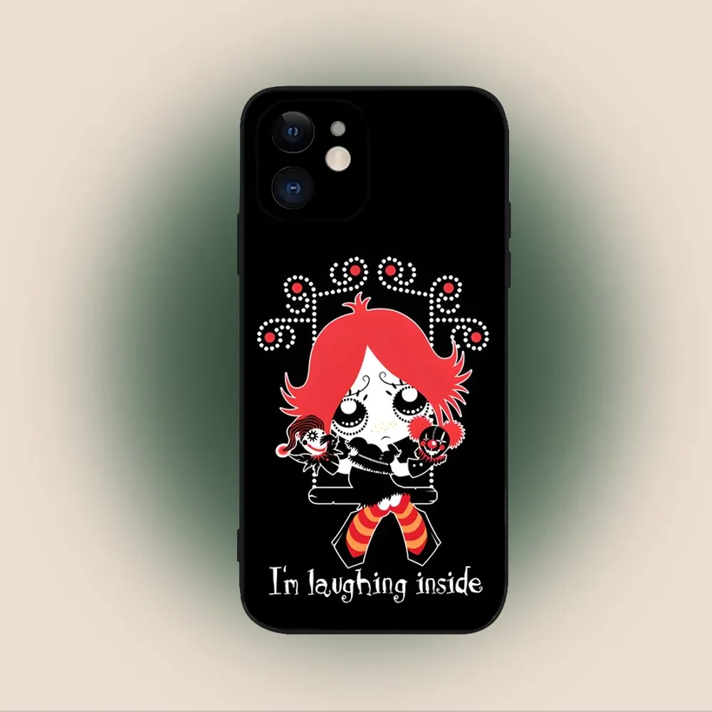 Cute Ruby Gloom Red Hair Phone Case For iPhone 15,14,13,12,11,Plus,Pro Max,XS,X,XR,SE,Mini,8,7 Soft Silicone Black Cover