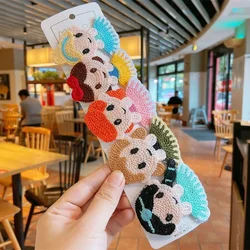 Korean Cute Colorful Wool Knitted Cartoon Princess BB Clip Children's Hair Accessories Fashion Sweet Girl Hairpins Headwear