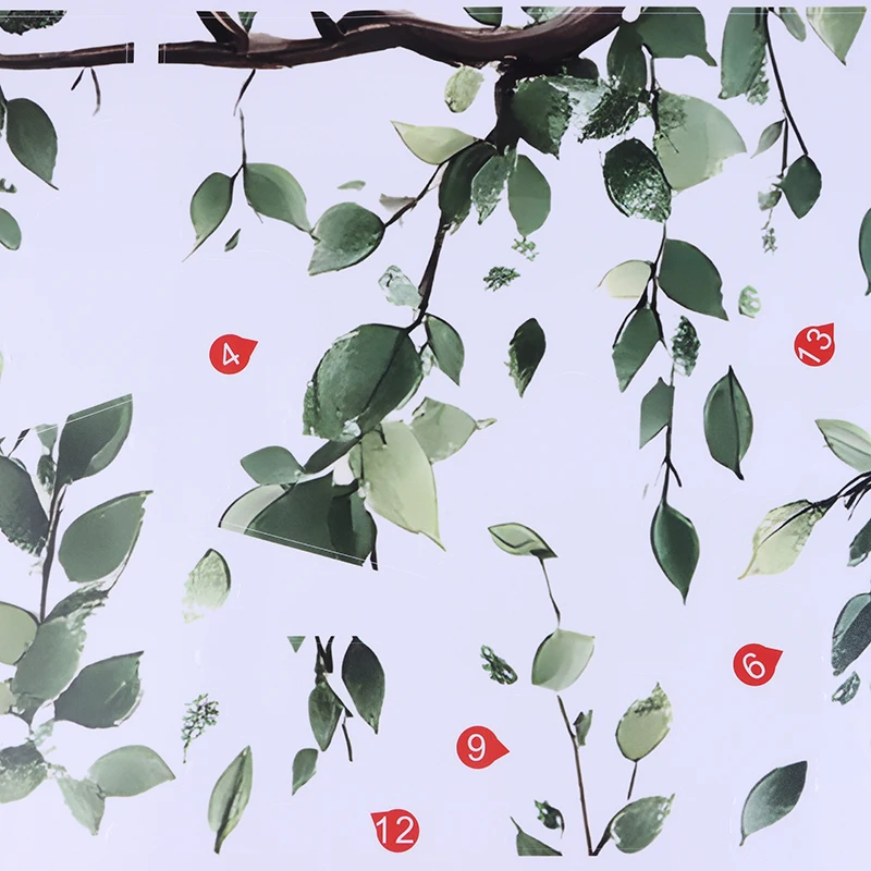 2pcs/Set Removable Self-Adhesive Wall Stickers with Tree Branches Leaves & Birds Decorative Accessories for Bedroom Living Room