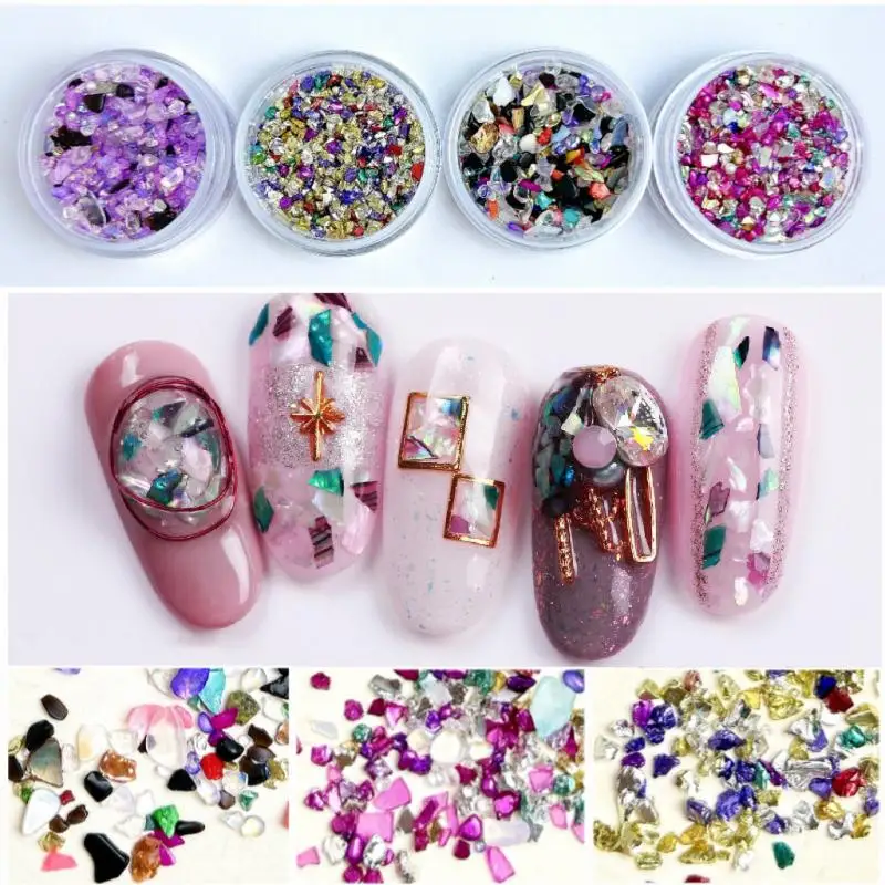 1 Box Kleurrijke Mini Steen Nail Art Decoraties Meerdere Vorm Grind Nagelbedels voor het maken van DIY Franse Stijl Nagelaccessoires