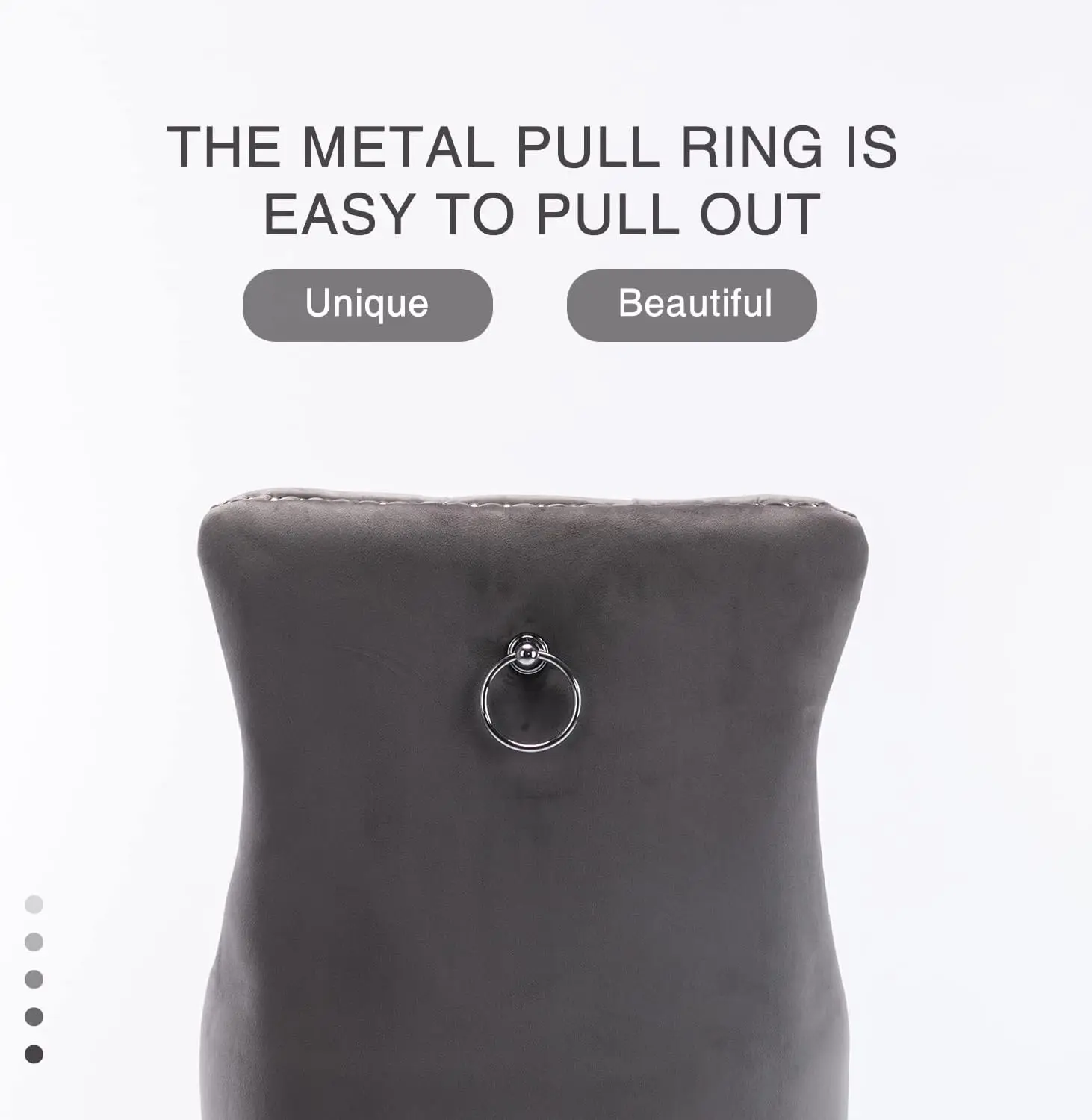 벨벳 바 스툴 4개 세트, 27' 카운터 높이, 등받이가 있는 덮개, 나무 다리, 회색