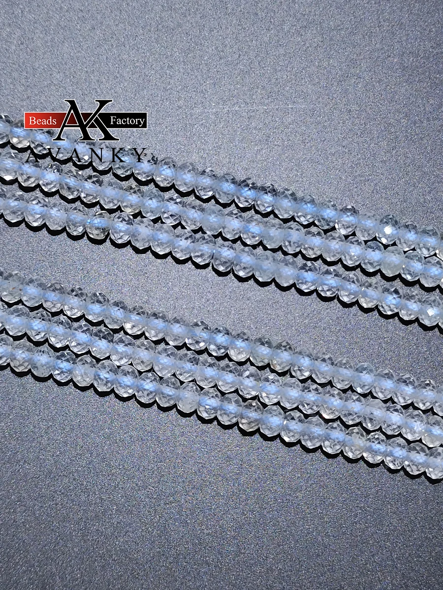 3A الطبيعية مدور الحجار الكريمة الأزرق توباز الخرز فاصل فضفاض لصنع المجوهرات عقد دي اي واي سوار 15''4x6mm بالجملة #3